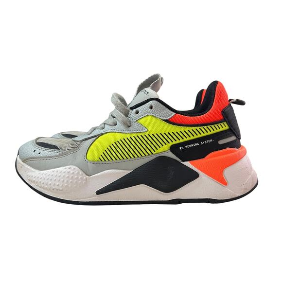 PUMA RS-X Reinvention Gray Neon Yellow Red Sneakers Size 6.5C (370644-01) - Picture 1 of 9